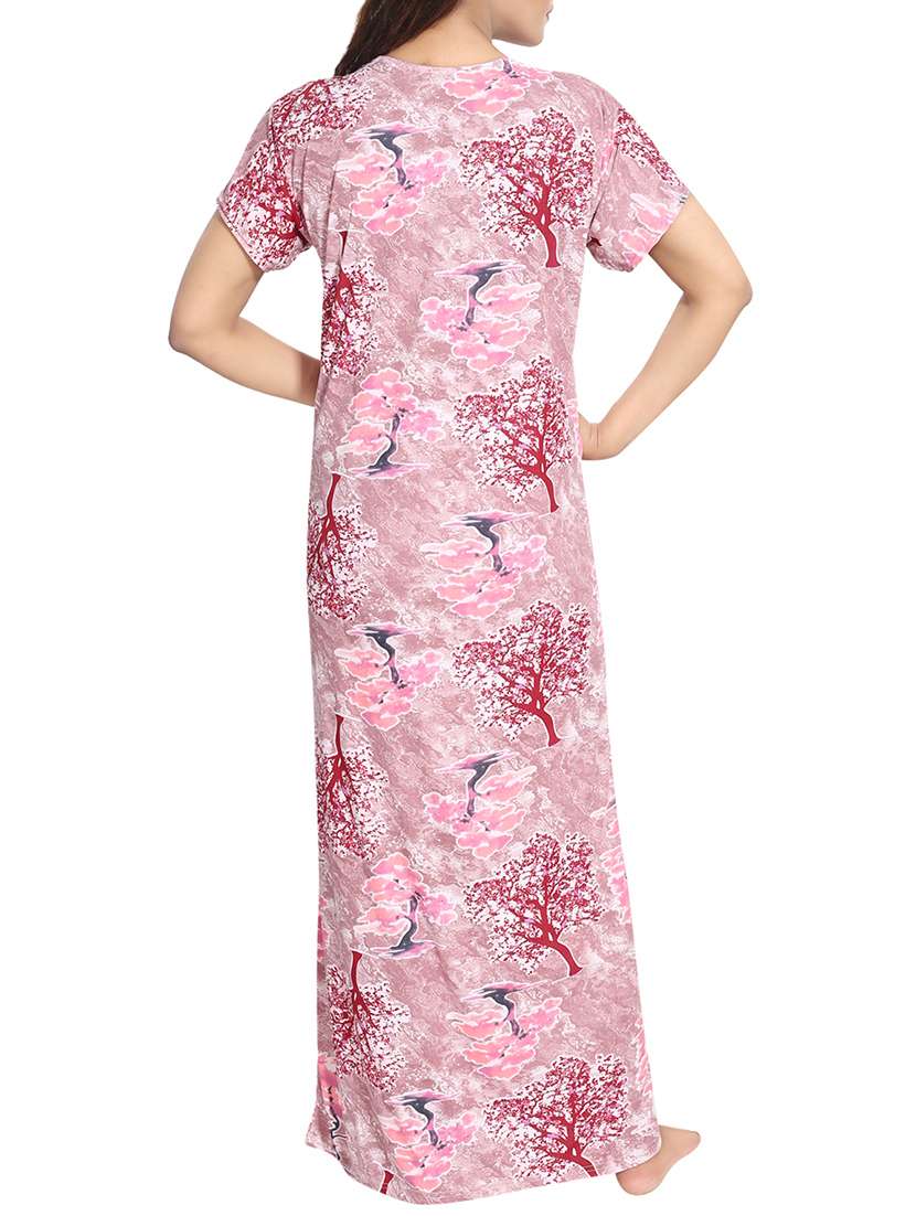 pink printed nightwear gown - 14860583 -  Standard Image - 2