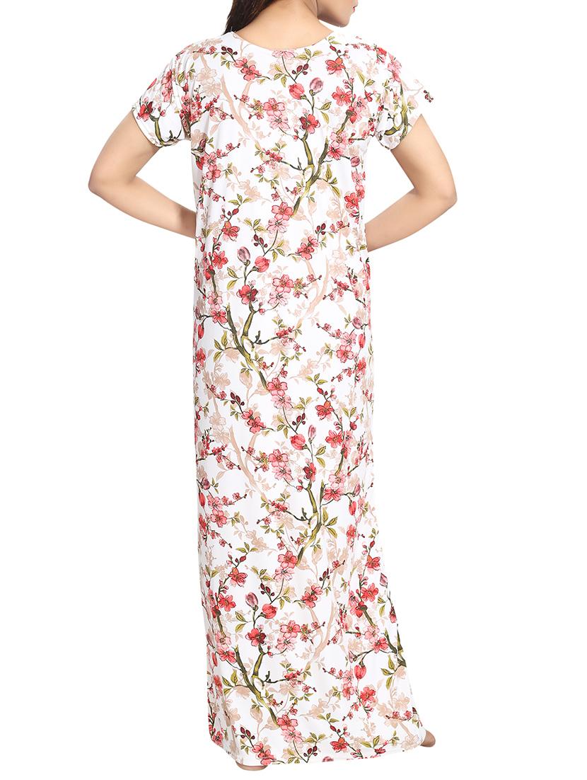 white printed nightwear gown - 14860586 - Standard Image - 2