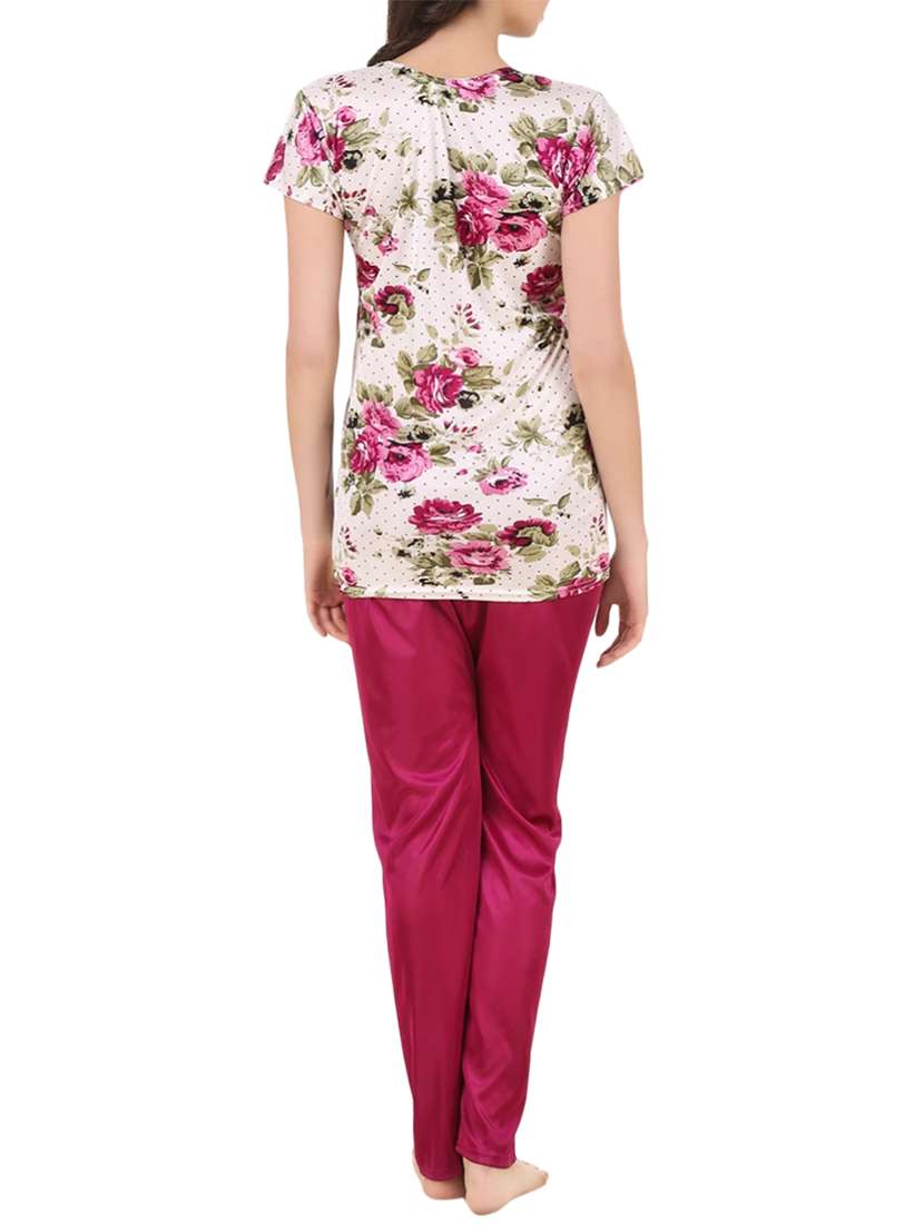 white printed nightwear pajama set - 14860594 -  Standard Image - 2