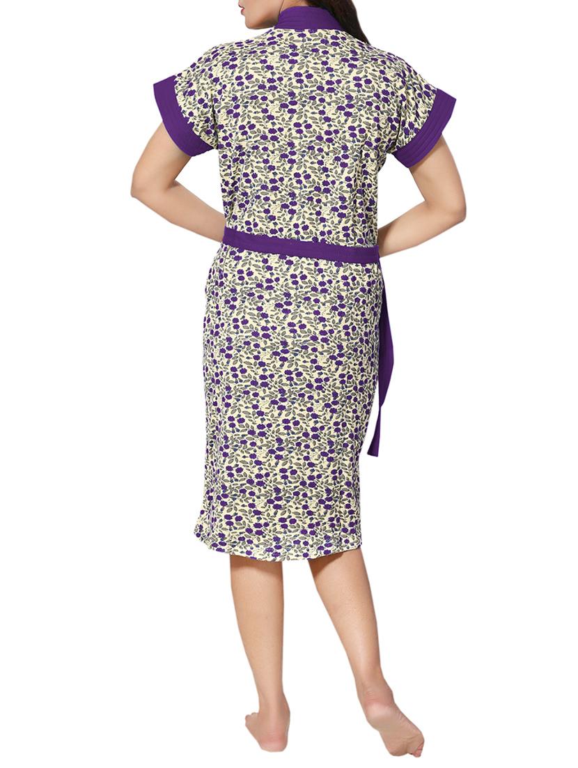florals women cotton bath robe - 14860617 - Standard Image - 2