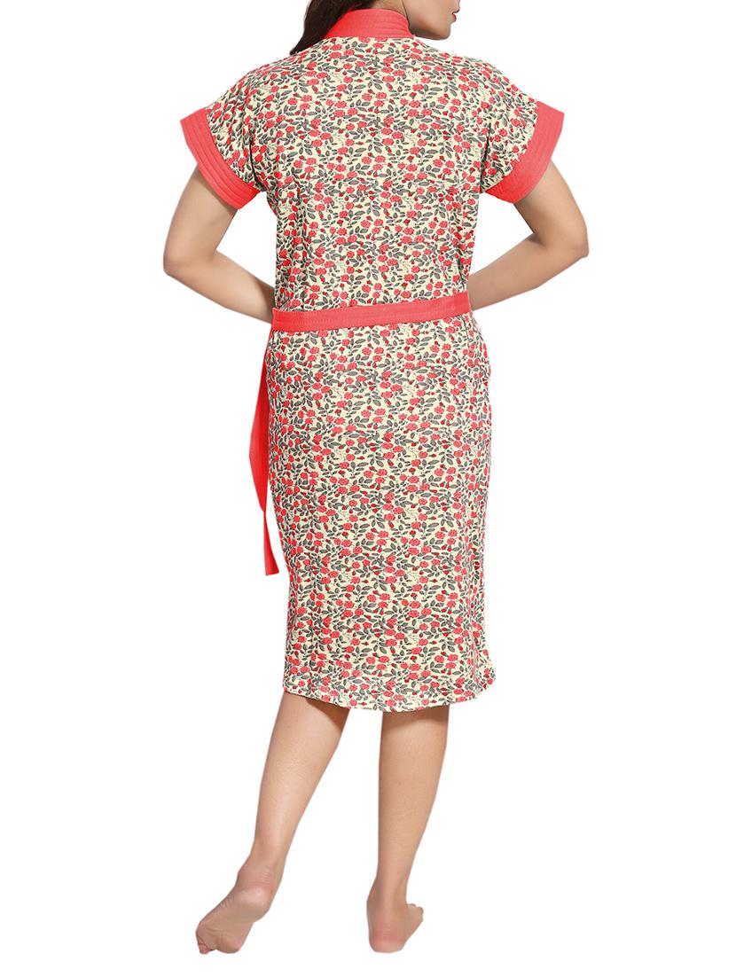florals women cotton bath robe - 14860619 - Standard Image - 2