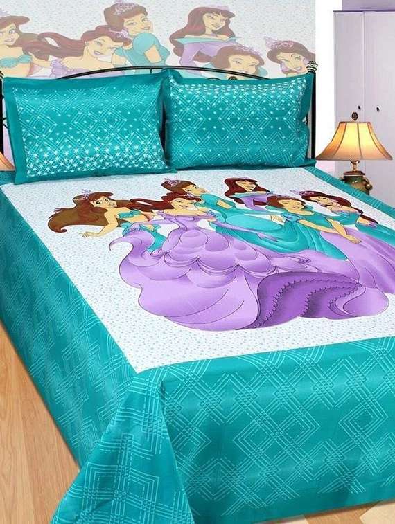 jaipuri printed double bedsheet with 2 pillow covers
