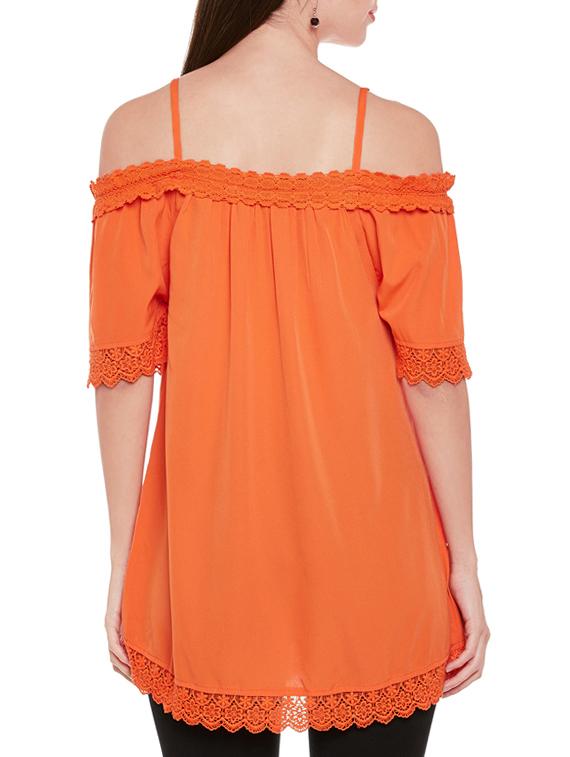 orange solid cold shoulder tunic - 14867991 - Standard Image - 2