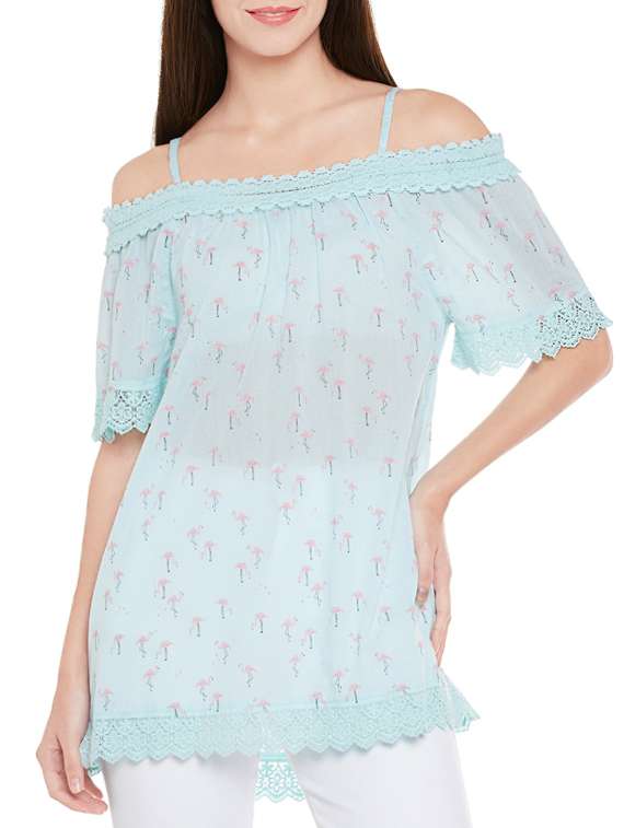 light blue printed cotton tunic