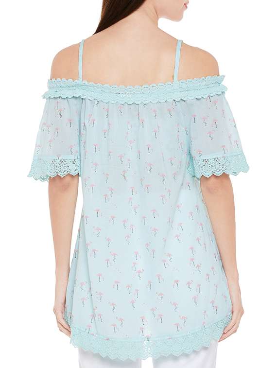 light blue printed cotton tunic - 14867993 -  Standard Image - 2