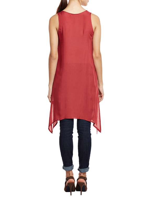 red viscose embroidered tunic - 14868044 -  Standard Image - 2