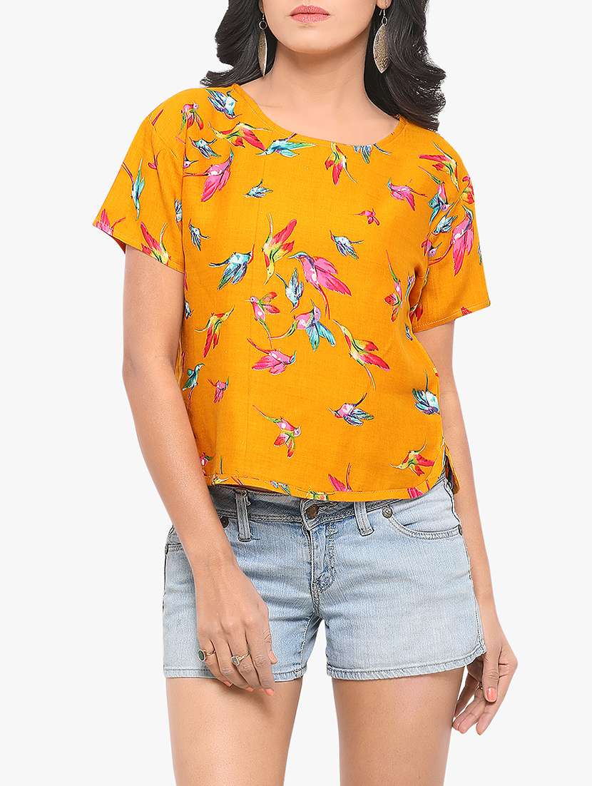 women's straight round neck top