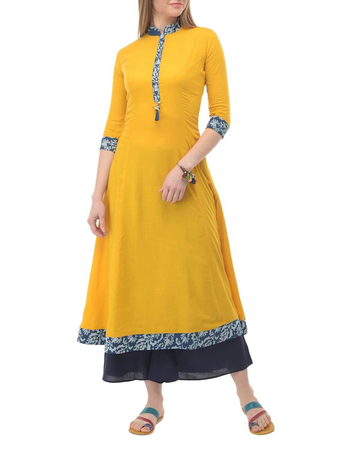 yellow a-line kurta