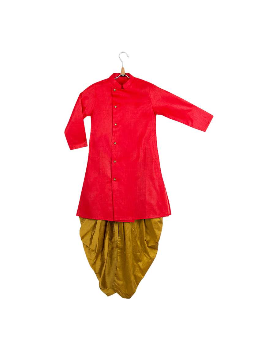 red cotton blend kurta sets