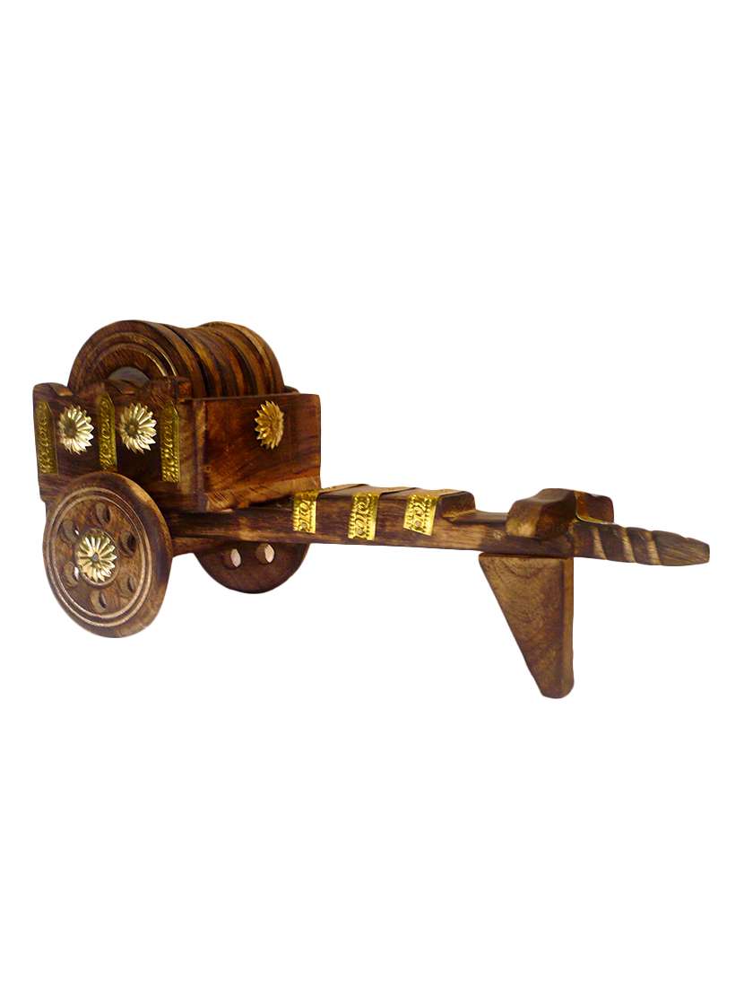 Unique Wooden Cart Tea Coaster Handicrafts Product