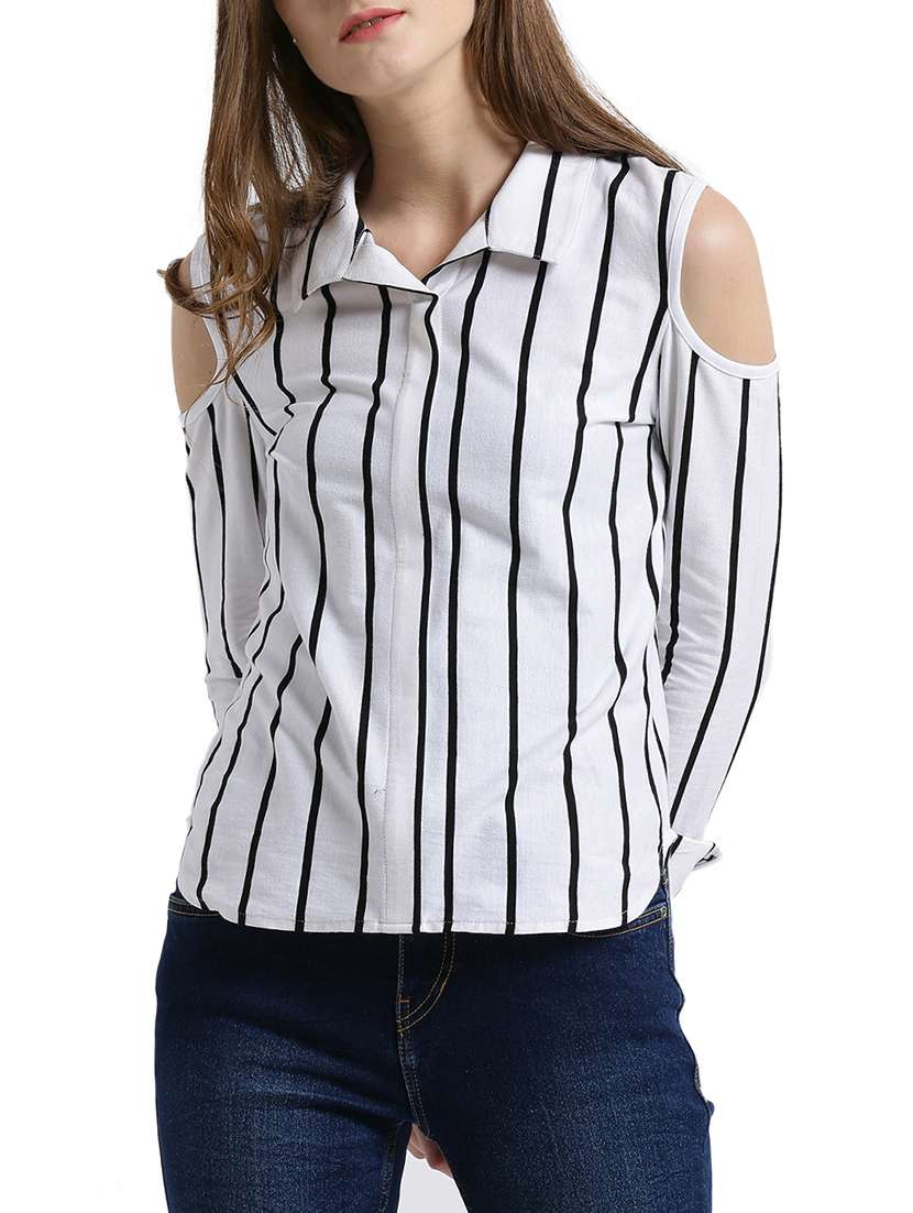 white striped casual shirt