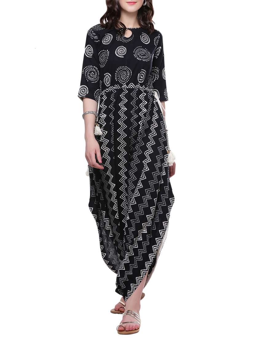 cowl printed fusion dress