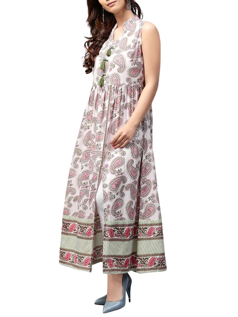 white cotton flared kurta