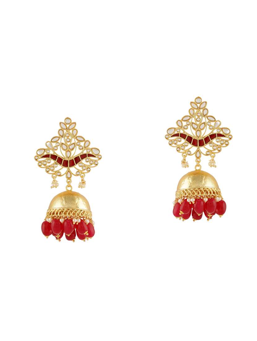 multi colored brass jhumka earrings