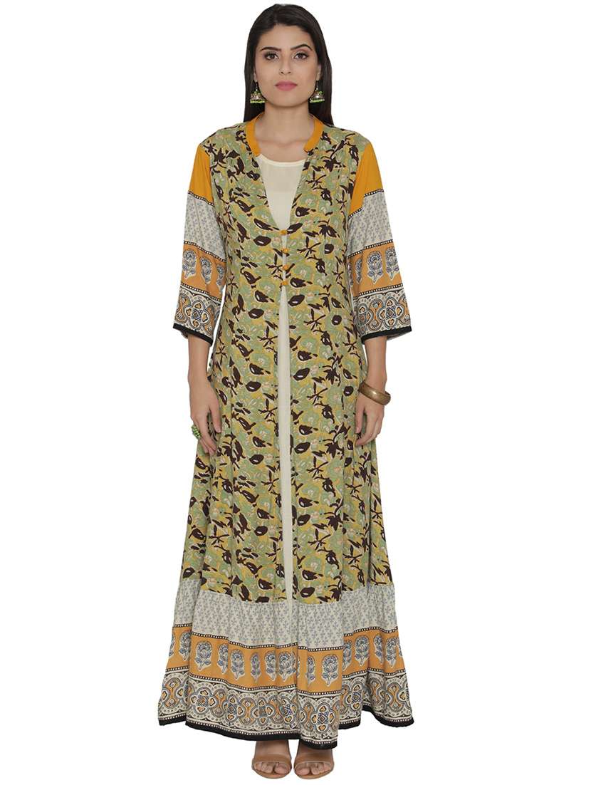 multi colored rayon layered kurta