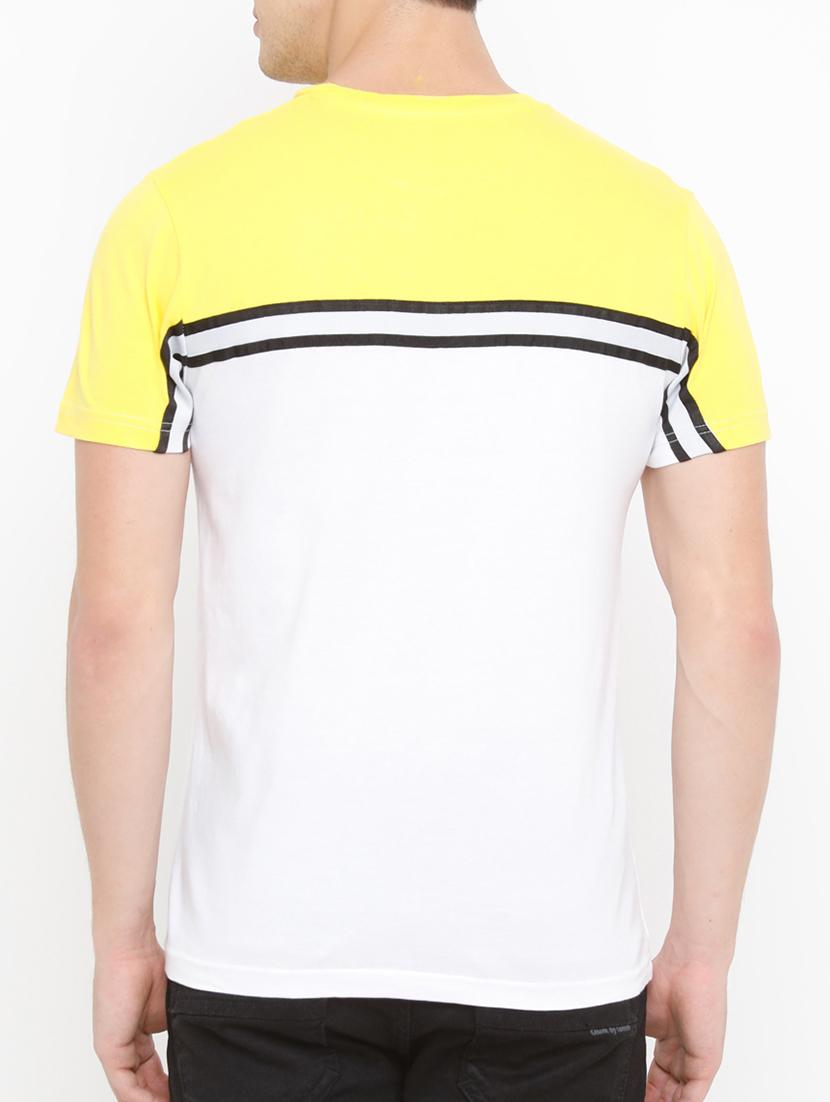 white cotton color block t-shirt - 14882323 - Standard Image - 2