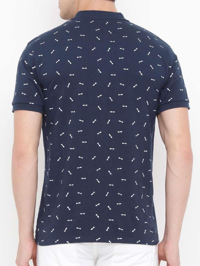 navy blue all over print polo t-shirt - 14882333 -  Standard Image - 2