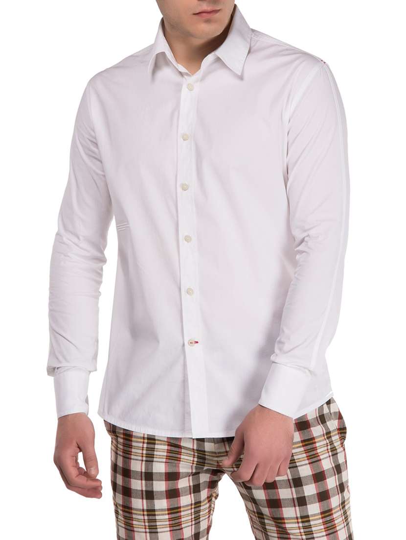 white cotton casual shirt