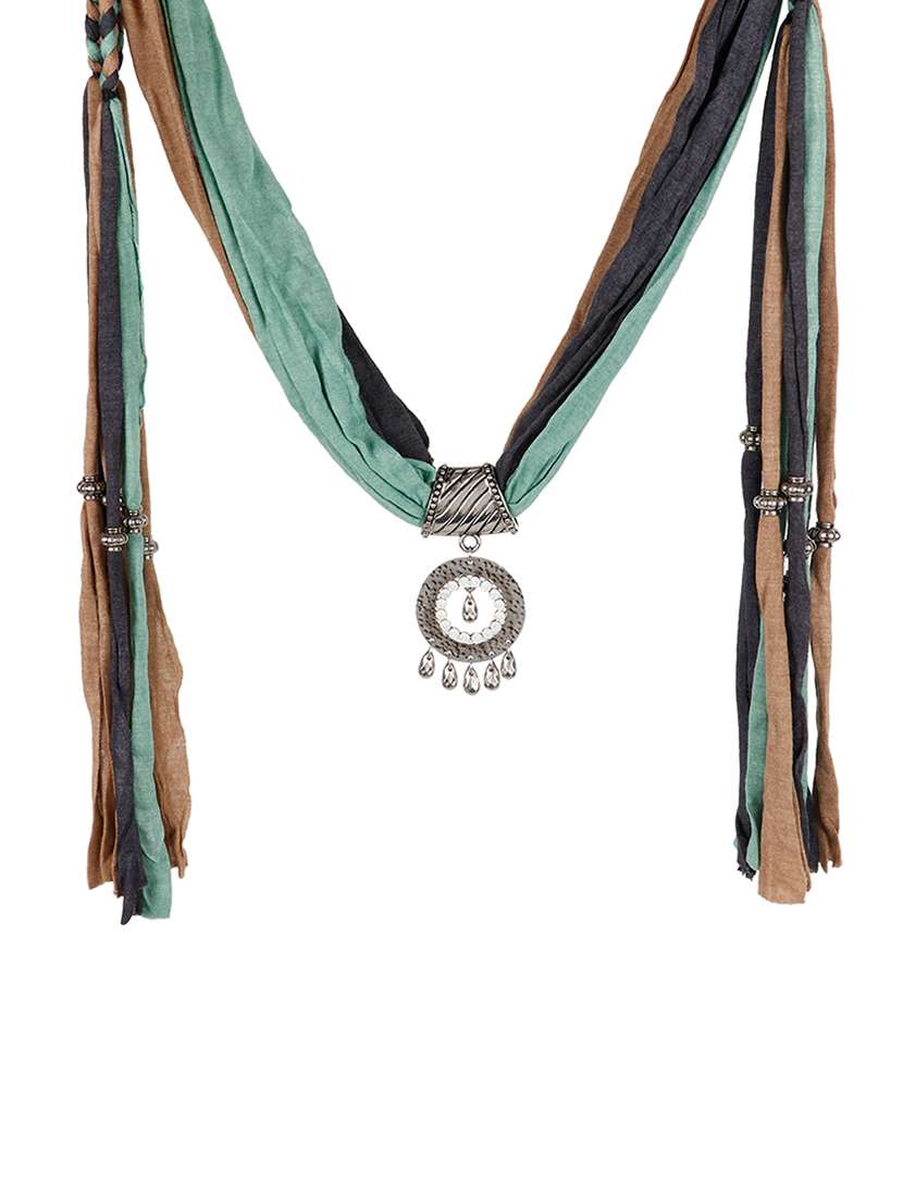 green velvet long necklace