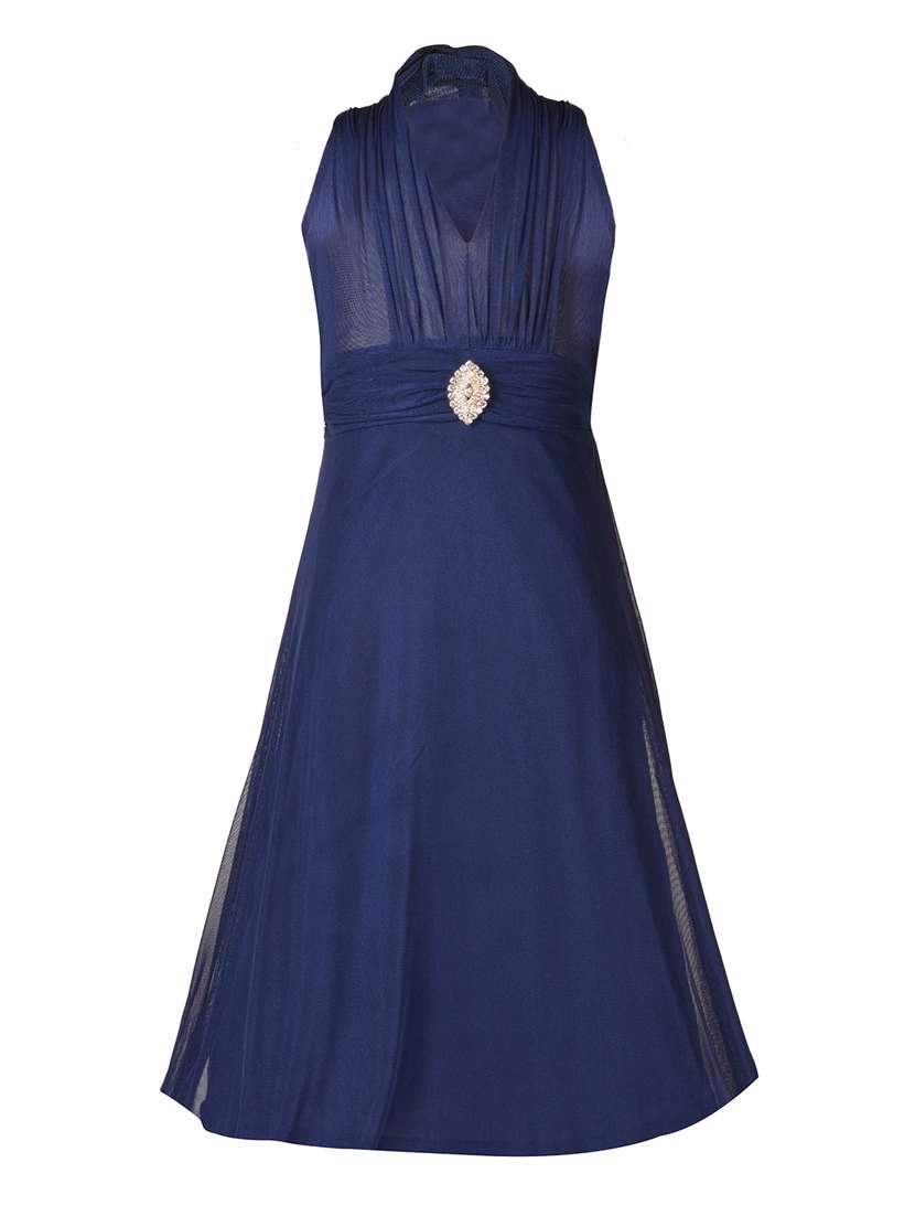 dark blue net gown