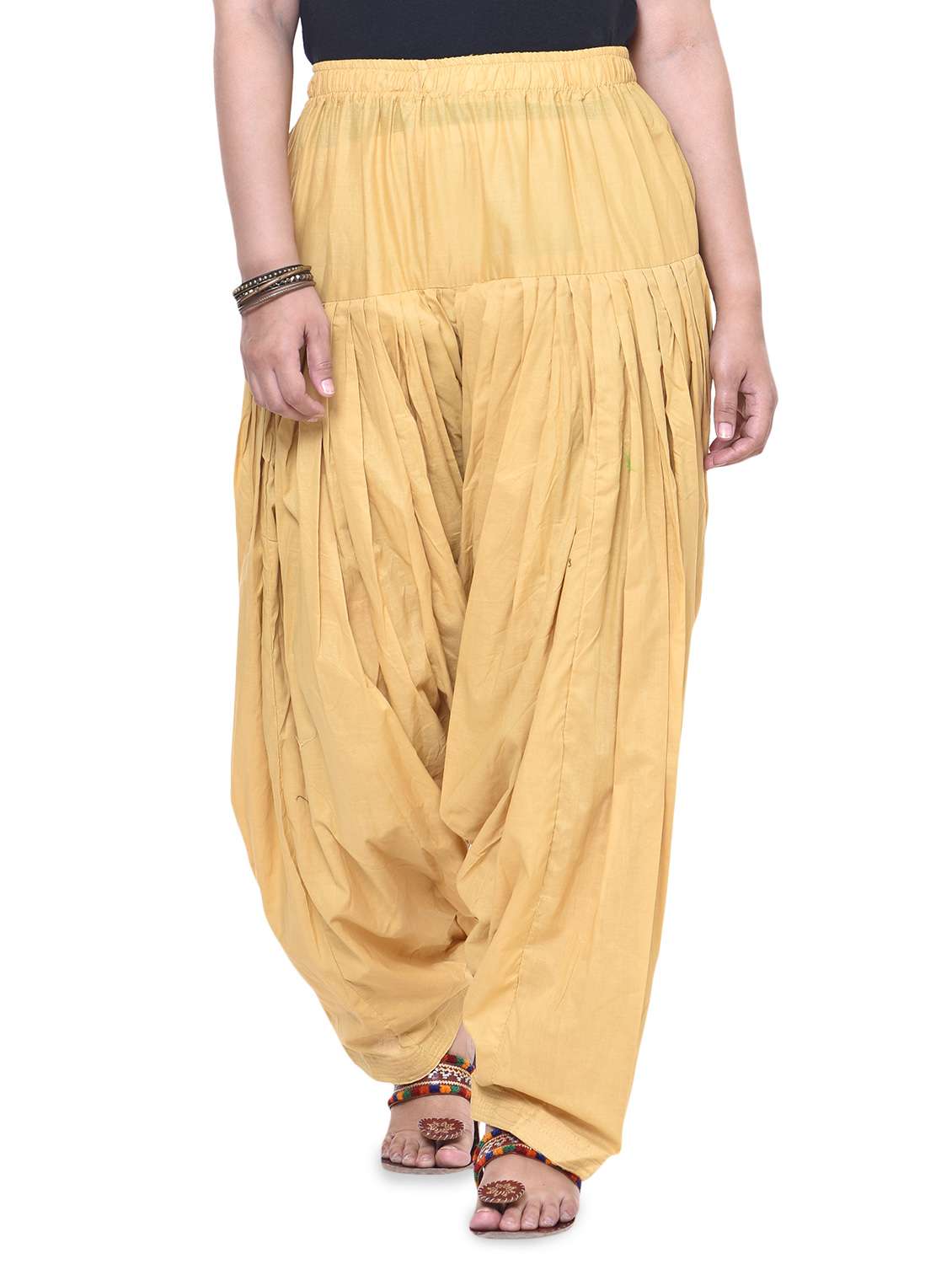 beige cotton blend patiyala salwars