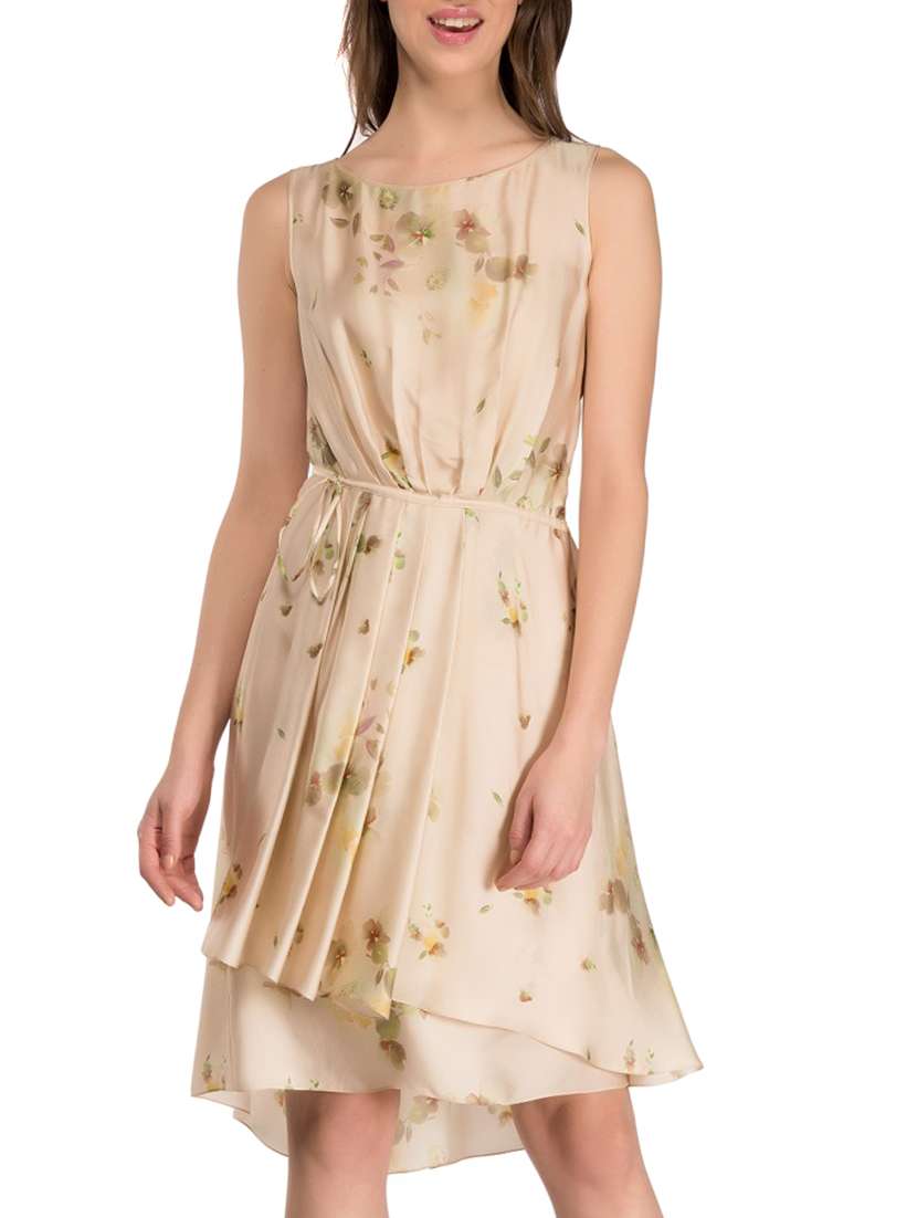 beige cotton layered dress