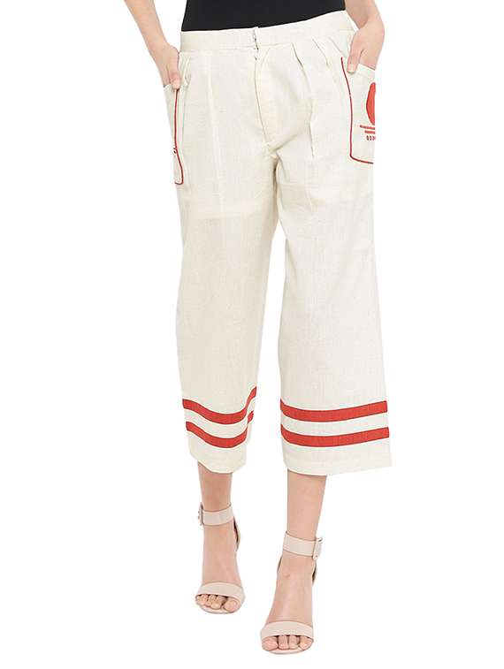 women solid color pleated culottes