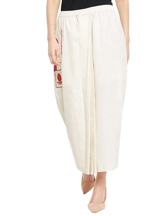 prathaa white khadi pleated skirt