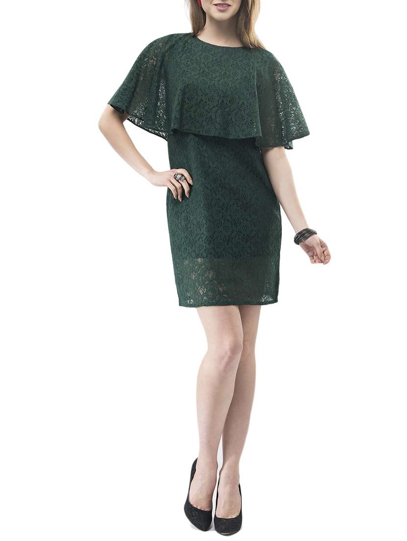 women's layered self design dress