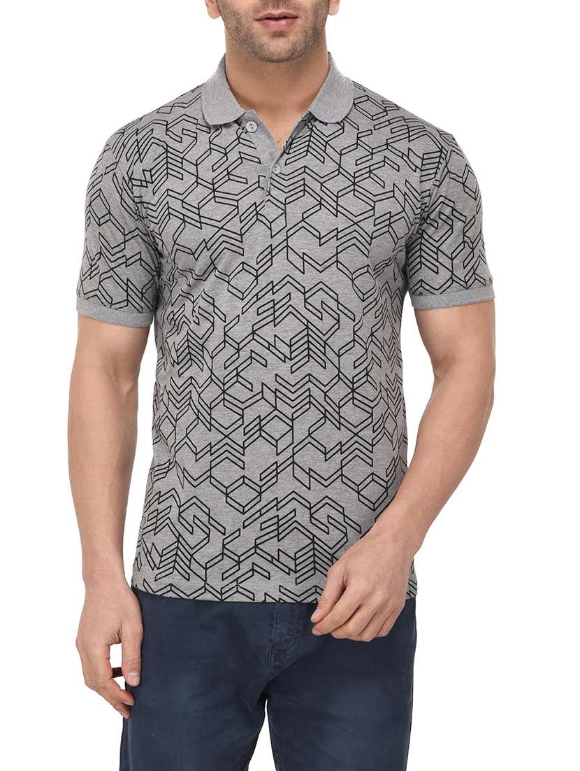 grey cotton all over print t-shirt
