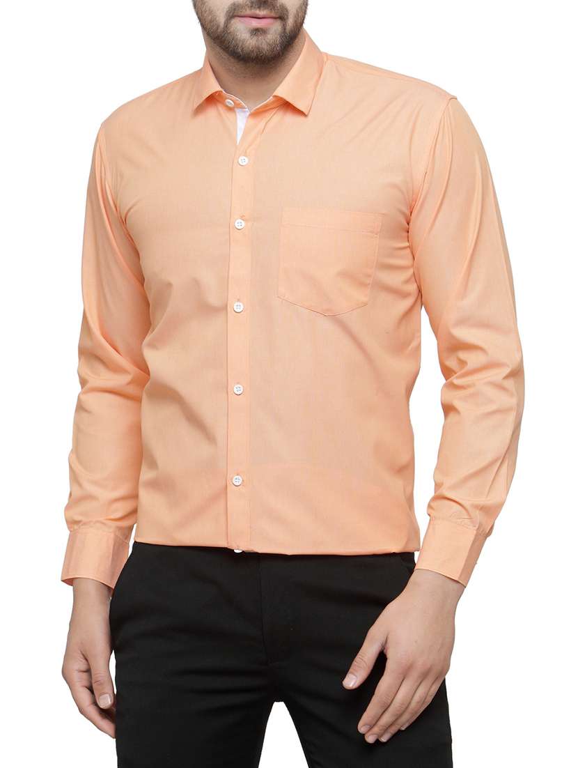 orange cotton formal shirt
