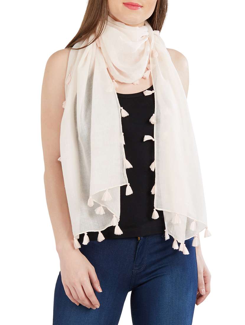 tassel detail solid stole