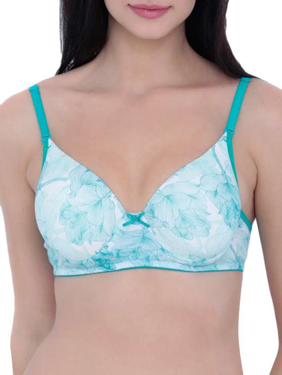 green cotton push up bra