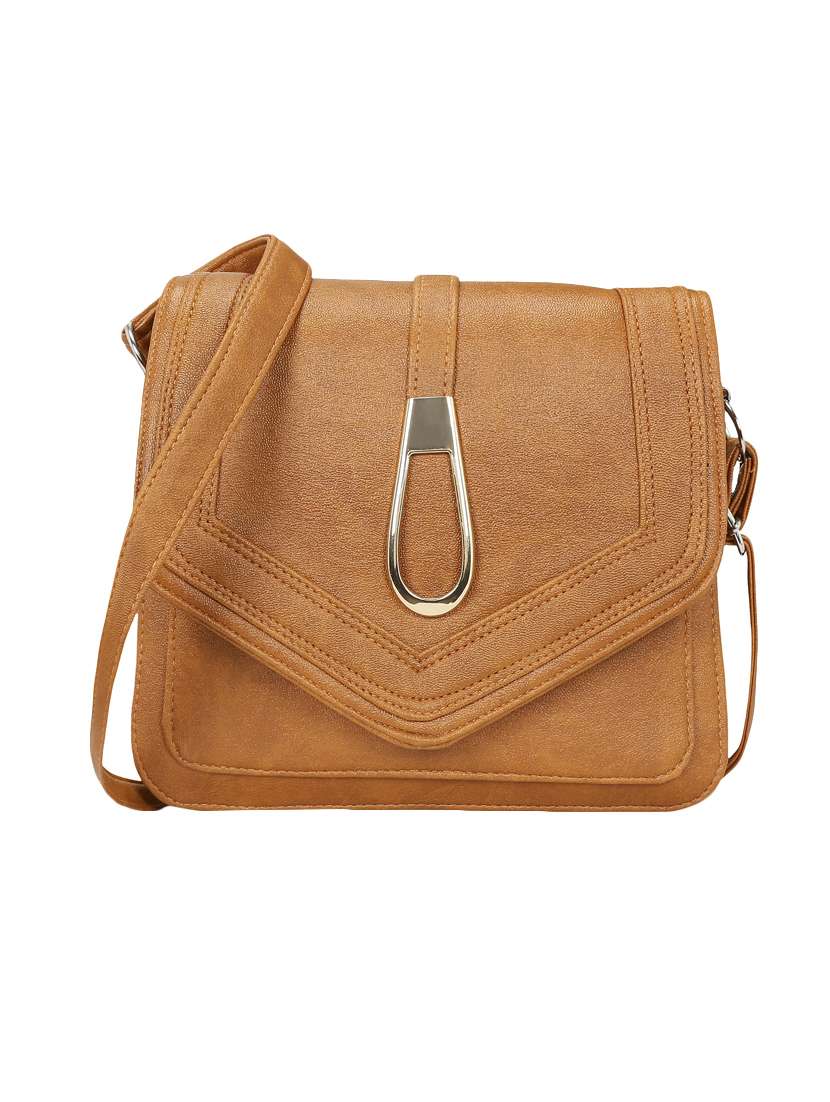 tan leatherette regular sling bag