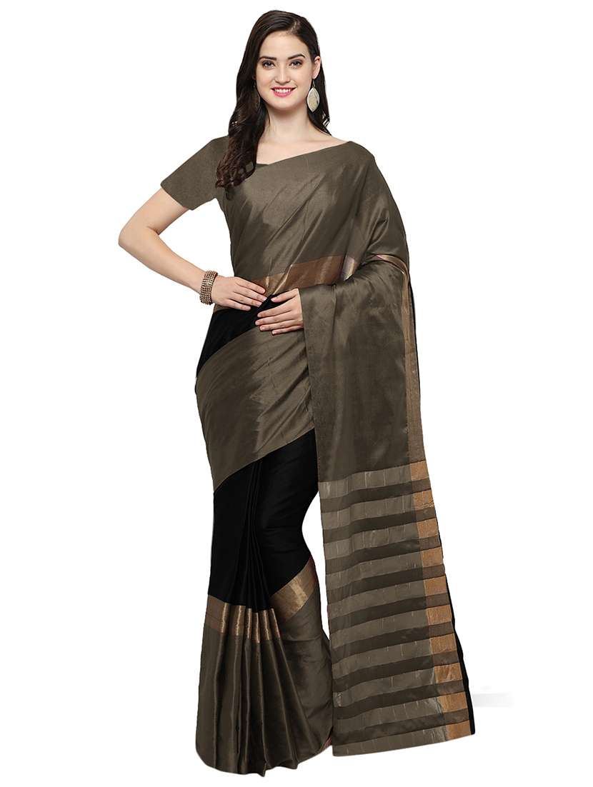 black woven saree with blouse