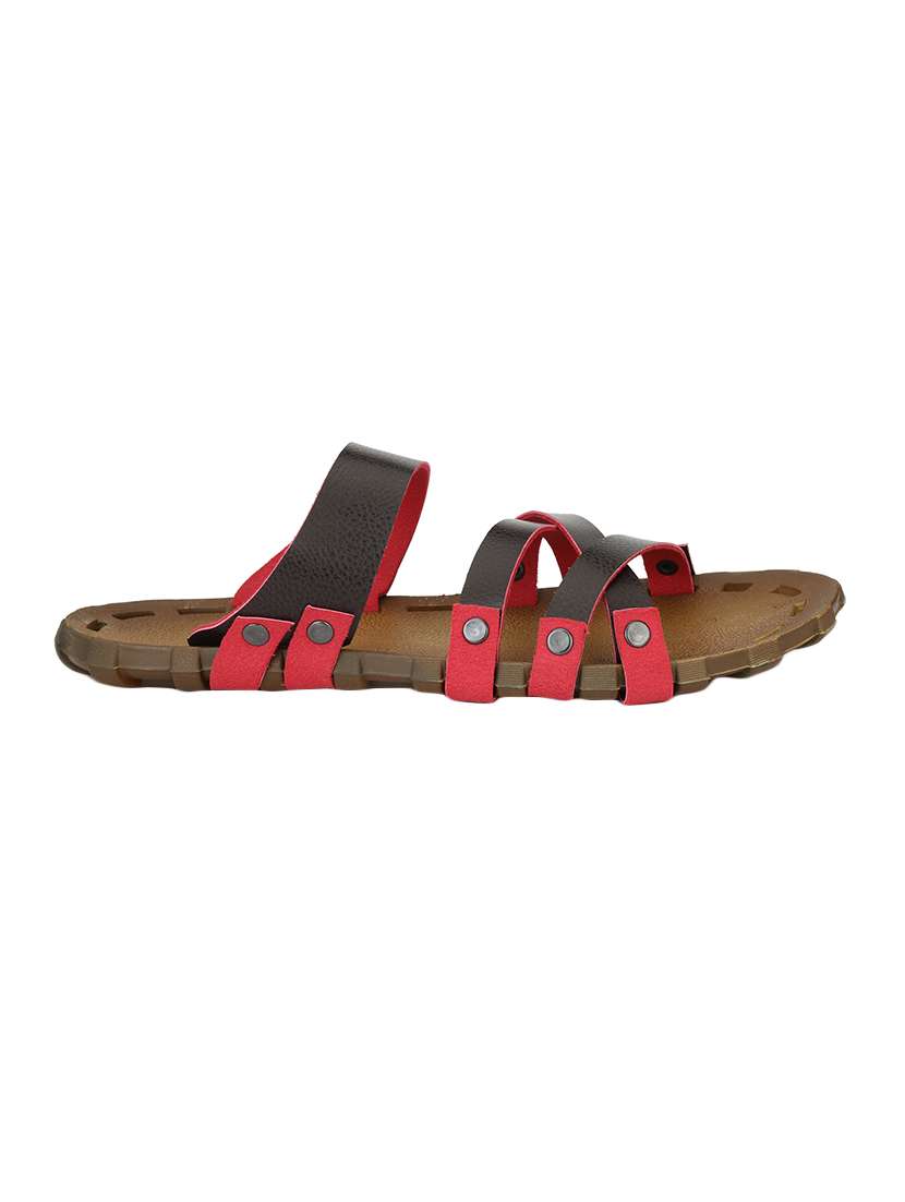 Brown Leatherette Slip On Slipper