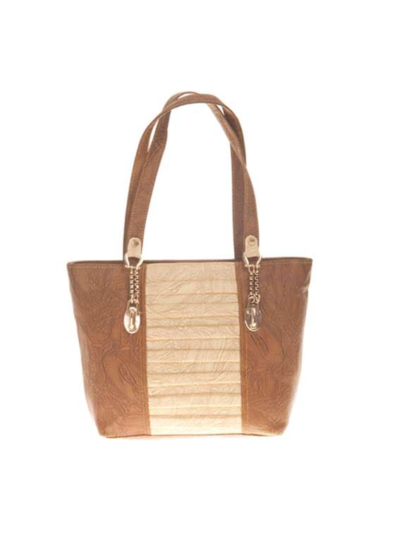 brown leatherette  regular handbag
