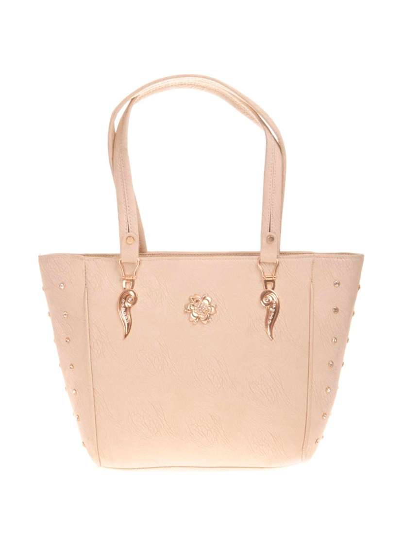 pink leatherette (pu) regular handbag