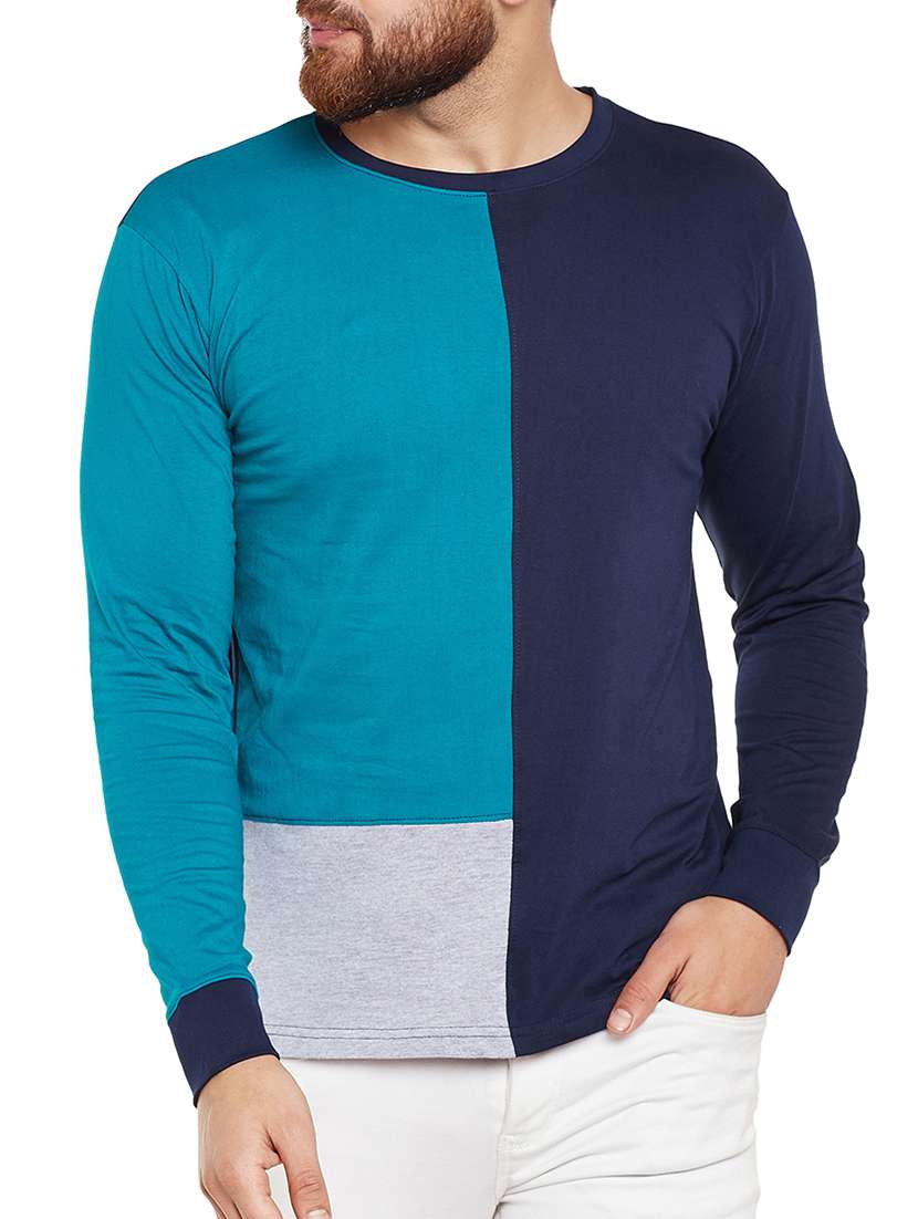 multi colored cotton color block t-shirt