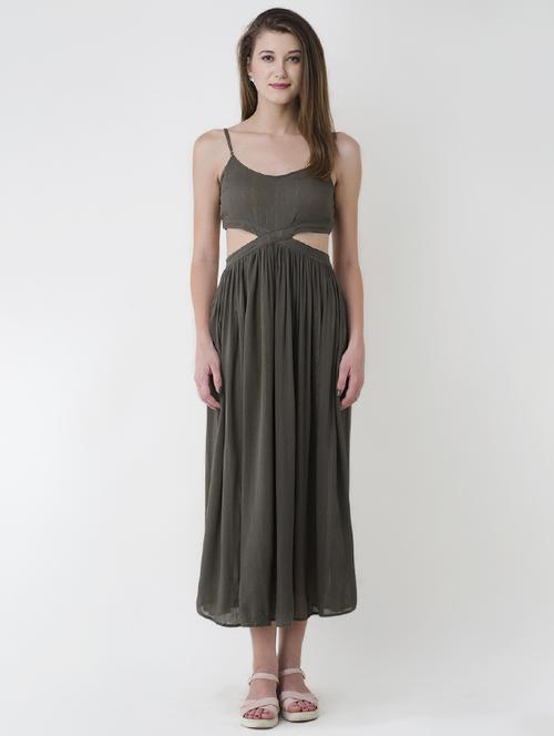 olive solid maxi dress - 14913020 - Standard Image - 0