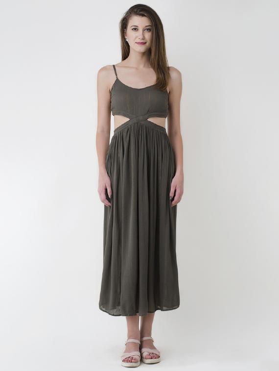 olive solid maxi dress - 14913020 - Zoom Image - 0