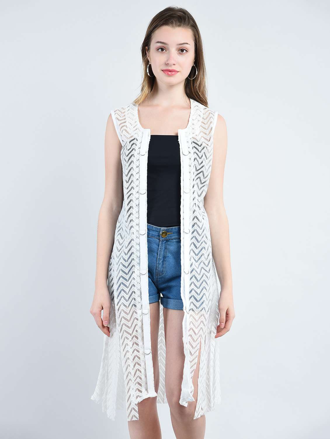 solid white net shrug