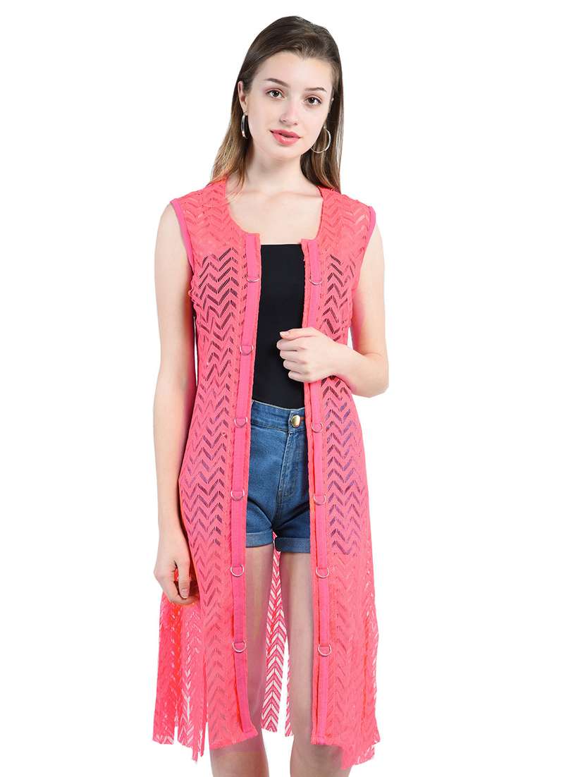 solid pink net shrug