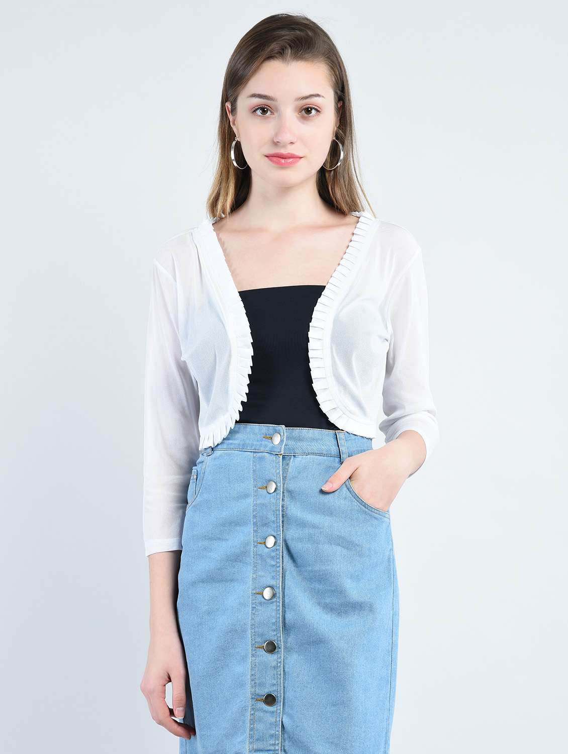 white solid net shrug