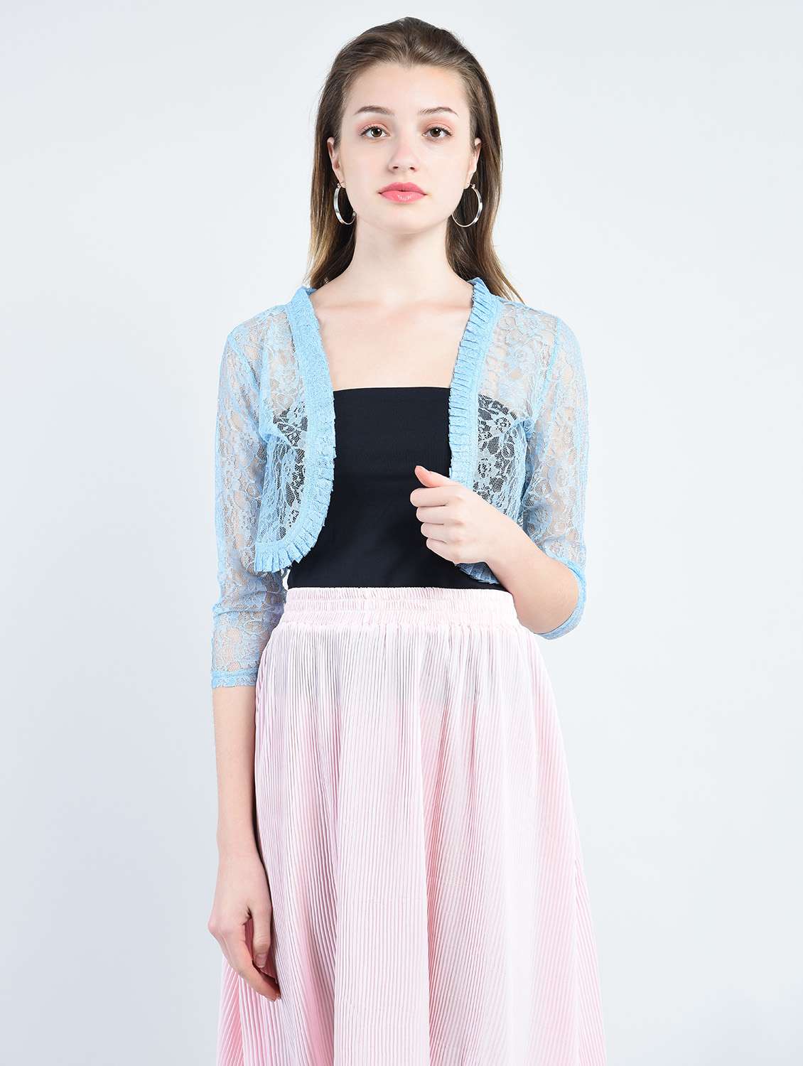 light blue net short shrug