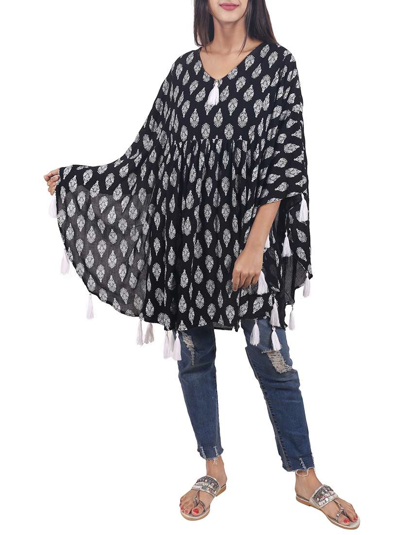 black printed kaftan