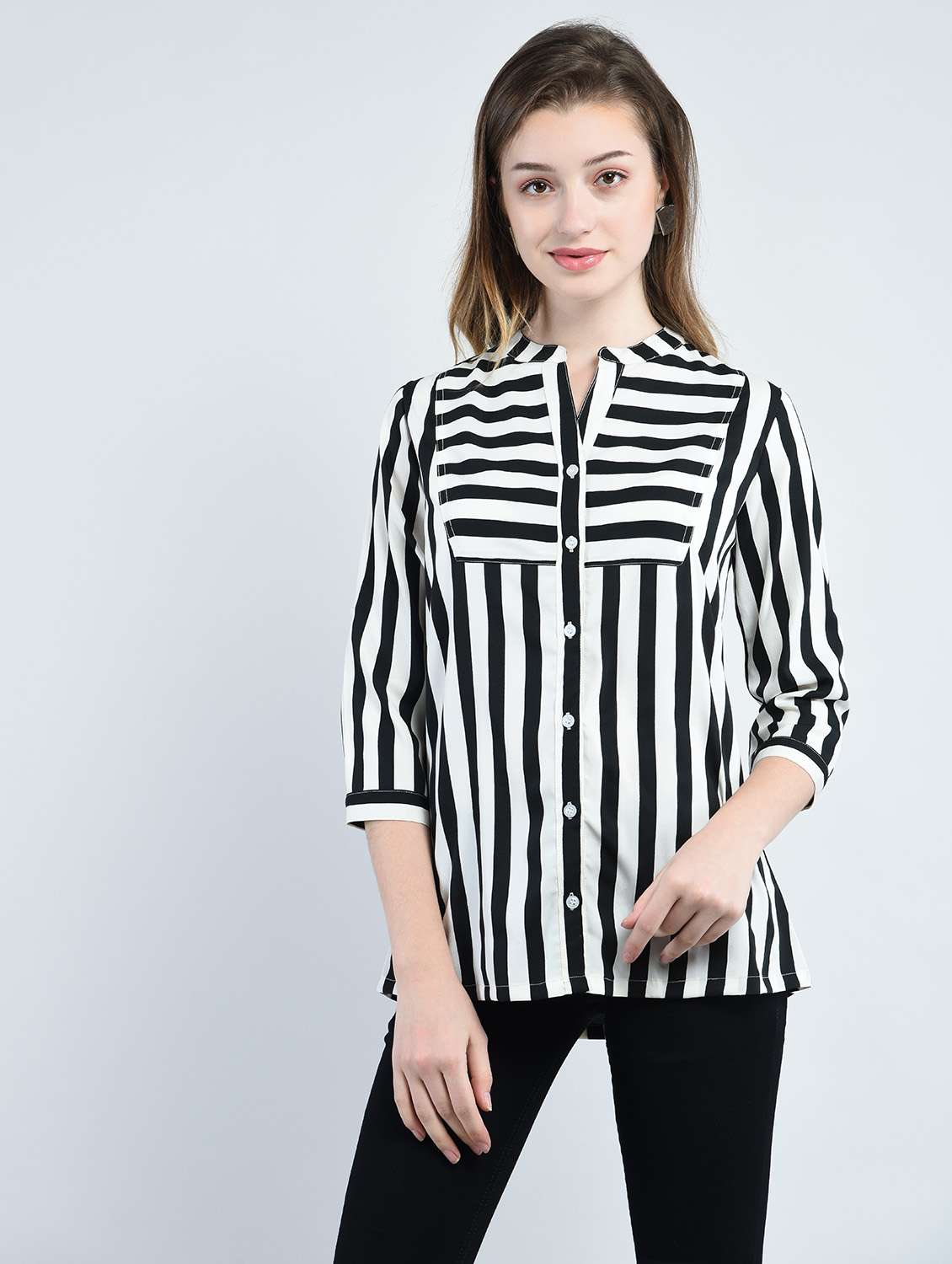 white striped crepe shirt