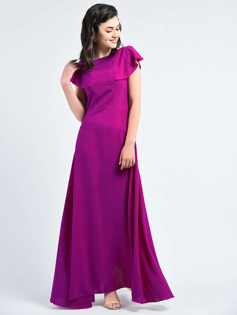 boat neck gown dress
