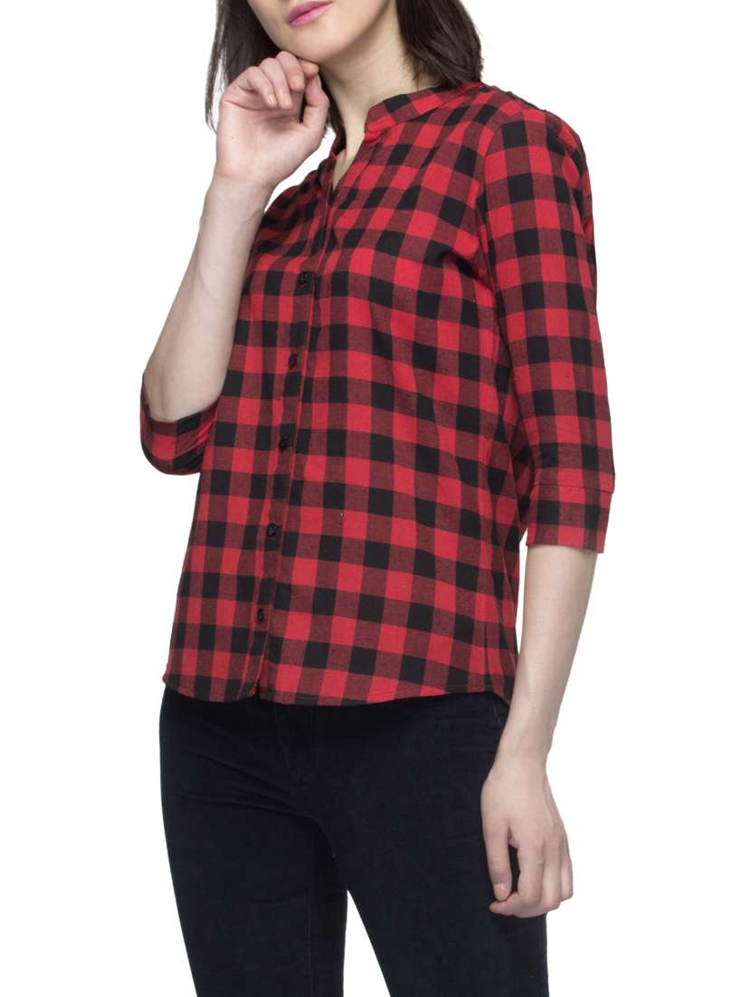 red cotton checkered shirt
