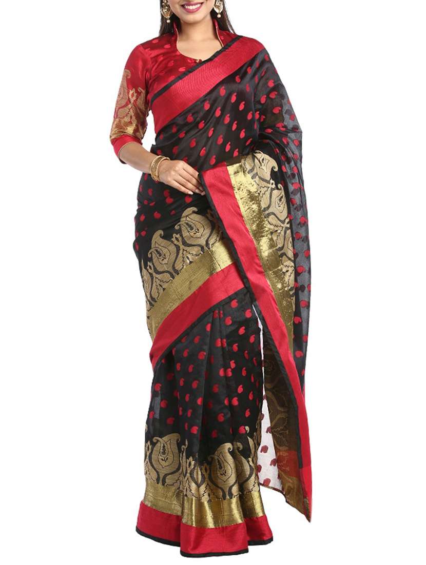 black silk saree with blouse